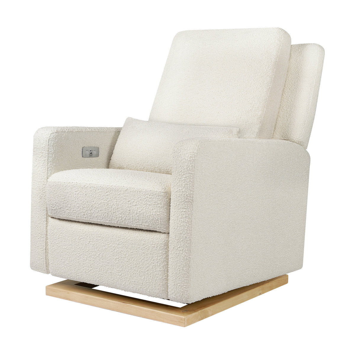Sigi Electronic Recliner + Glider | Ivory Boucle w/ Wood Base