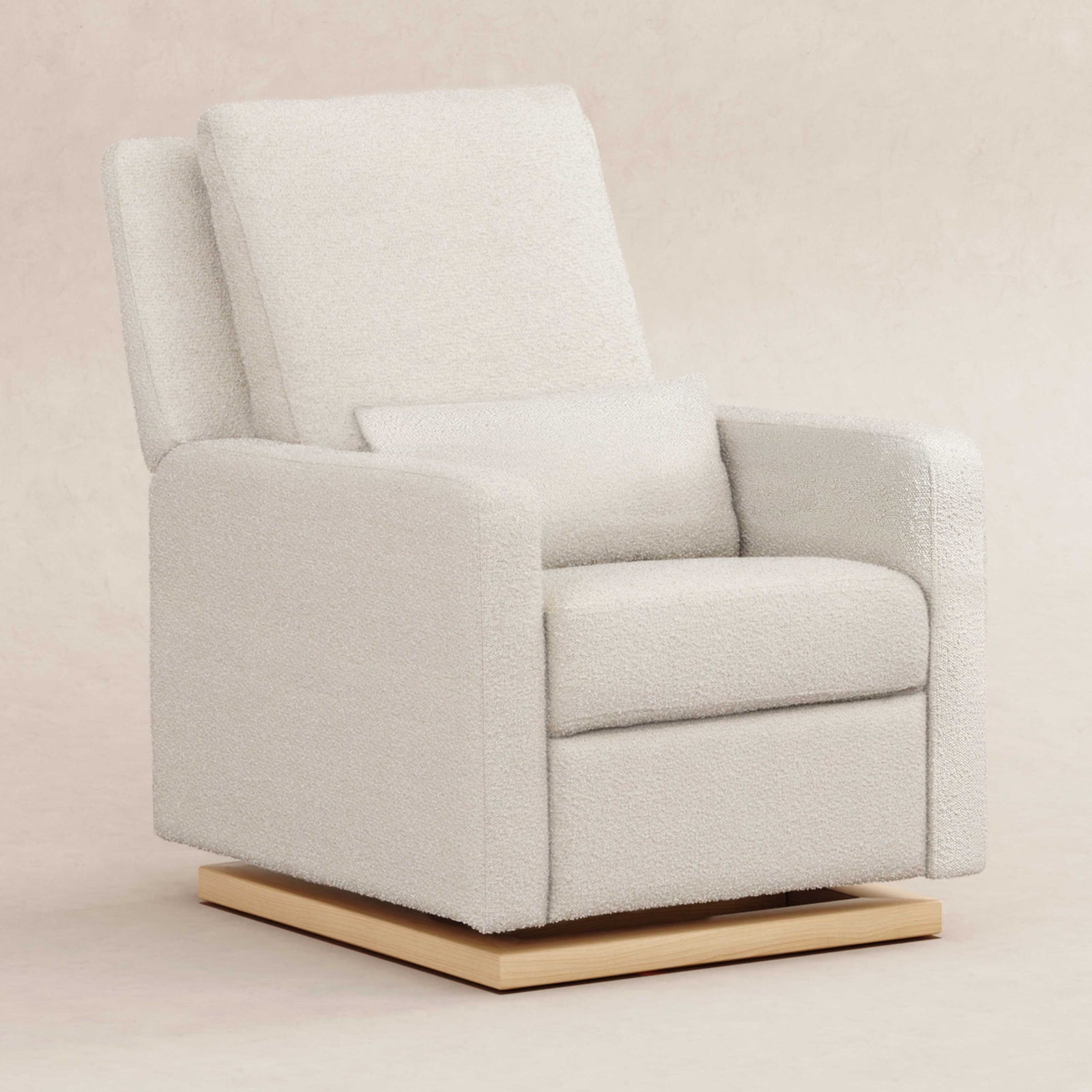 Sigi Electronic Recliner + Glider | Ivory Boucle w/ Wood Base