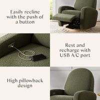 Nami Electronic Recliner + Swivel Glider Recliner | Boucle
