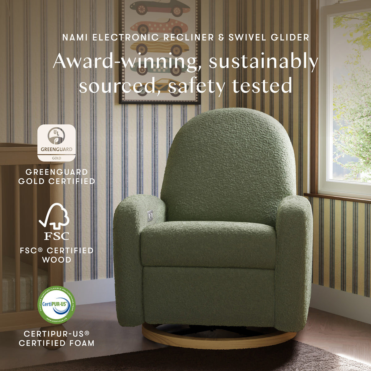 Nami Electronic Recliner + Swivel Glider Recliner | Boucle