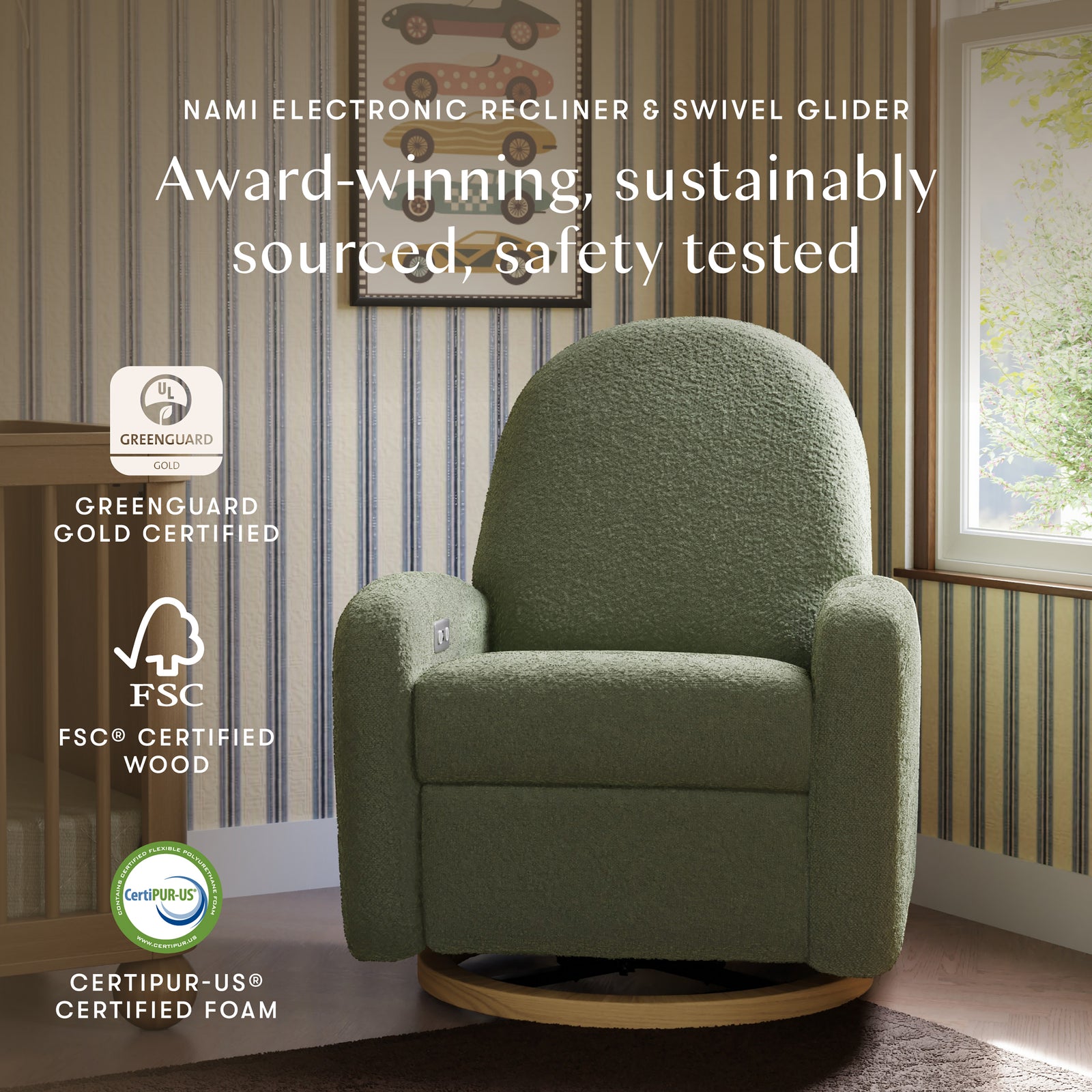 Nami Electronic Recliner + Swivel Glider Recliner | Boucle