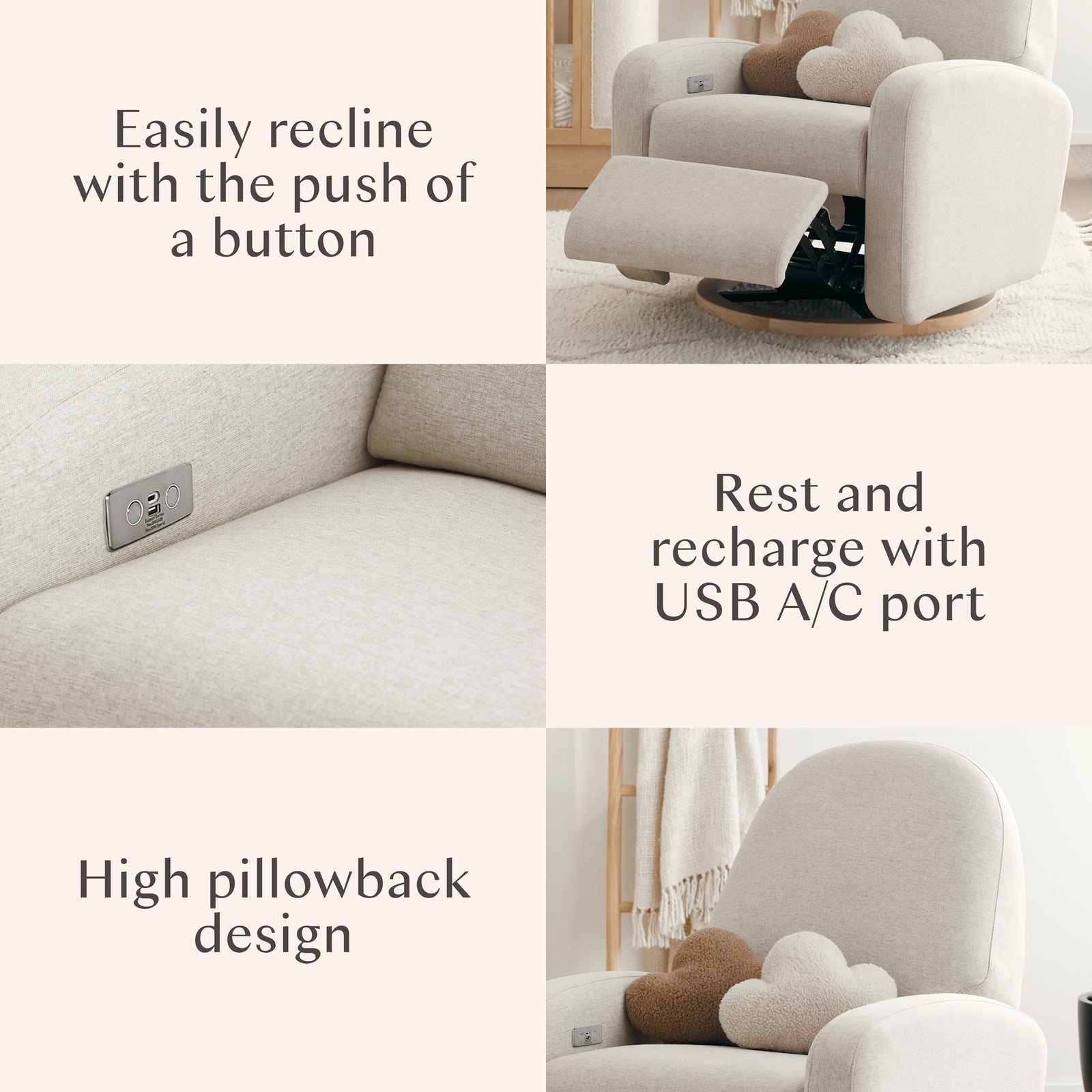 Nami Electronic Recliner + Swivel Glider Recliner | Eco-Performance Fabric