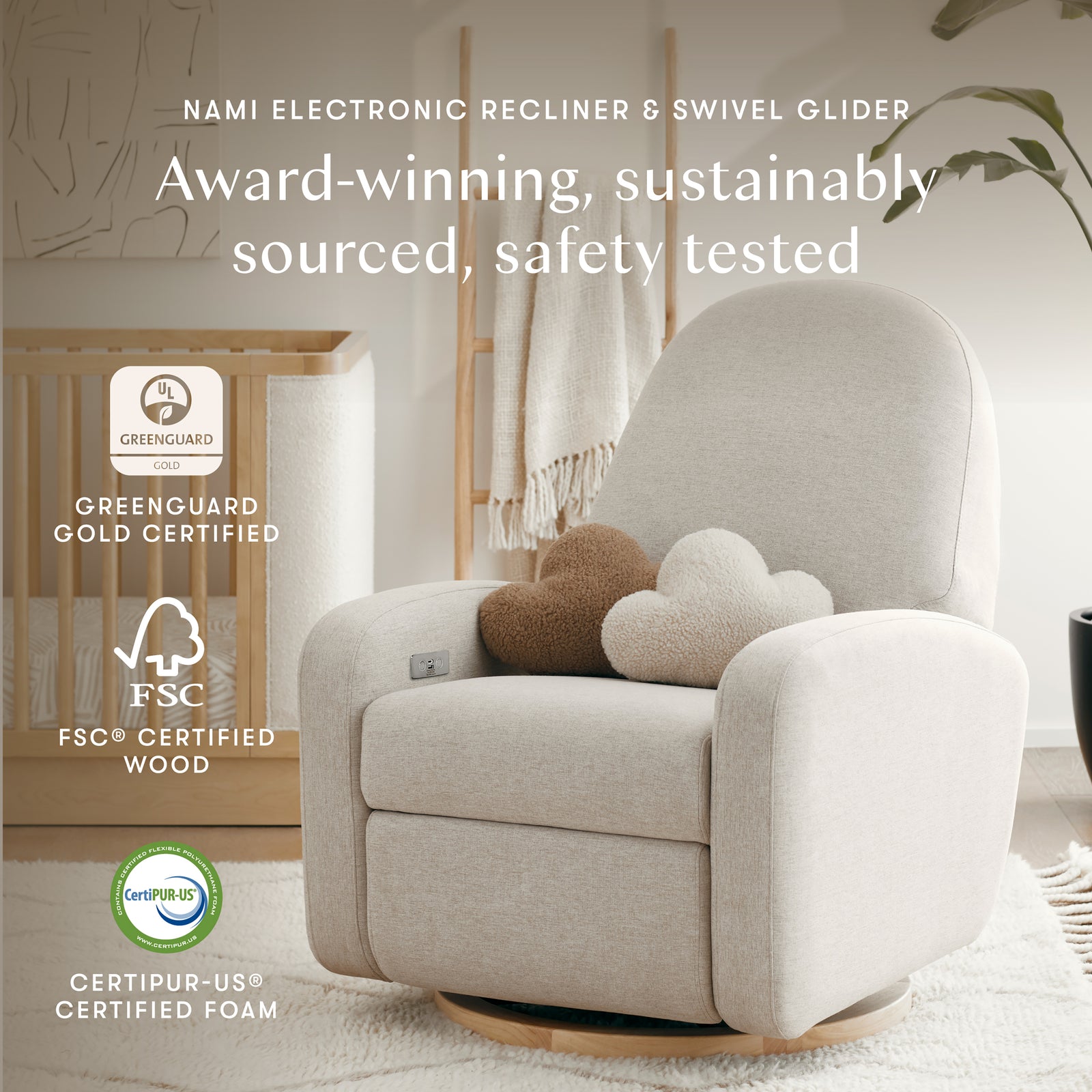 Nami Electronic Recliner + Swivel Glider Recliner | Eco-Performance Fabric