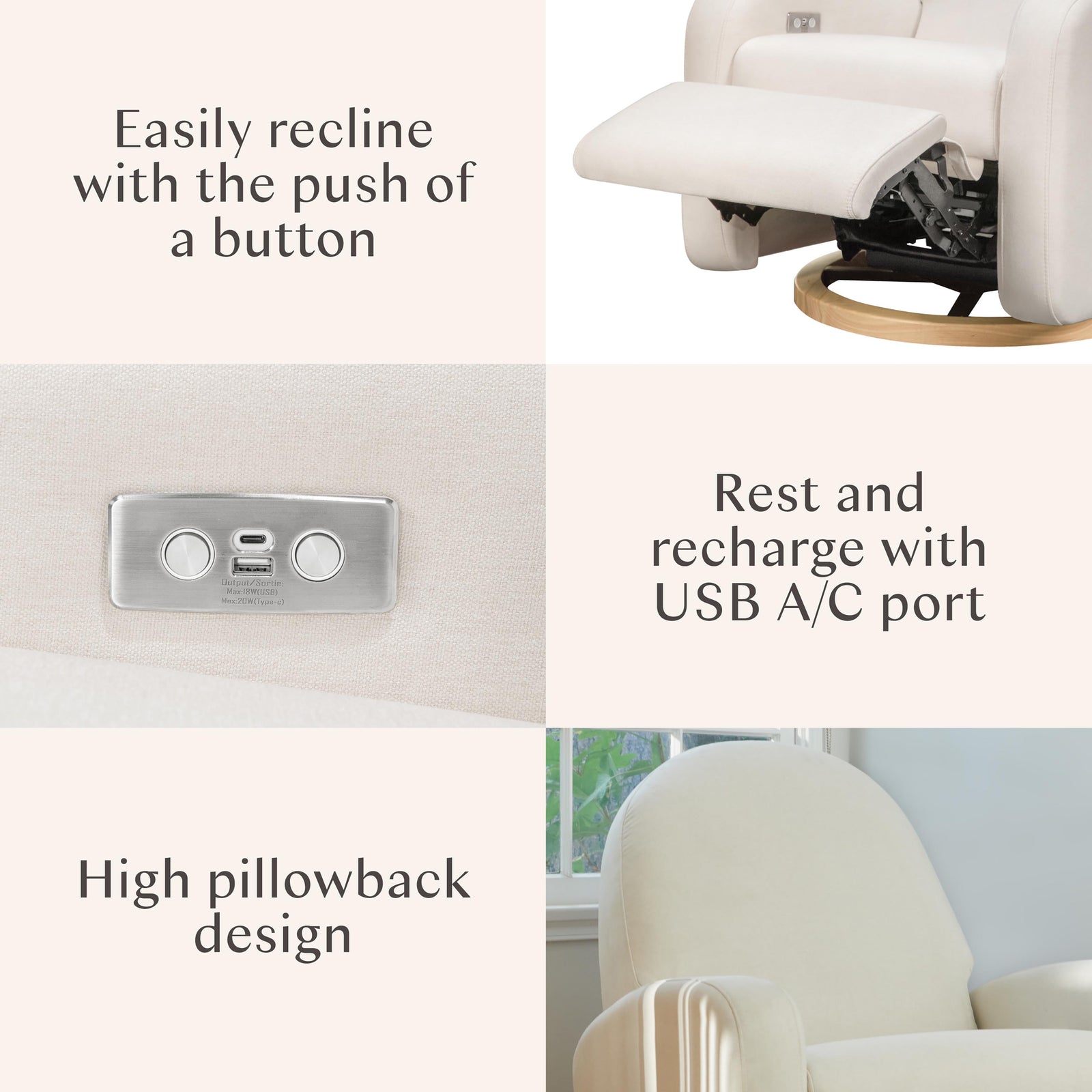 Nami Electronic Recliner + Swivel Glider Recliner | Eco-Performance Fabric