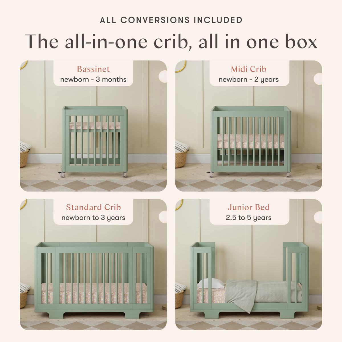 Yuzu 8-in-1 Convertible Crib with All-Stages Conversion Kits