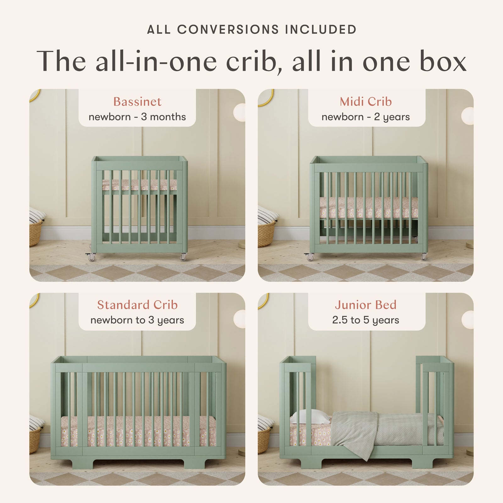 Yuzu 8-in-1 Convertible Crib with All-Stages Conversion Kits