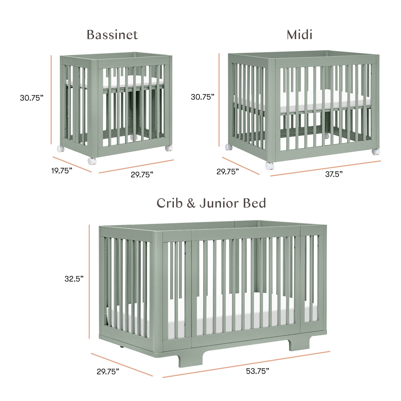 Yuzu 8-in-1 Convertible Crib with All-Stages Conversion Kits
