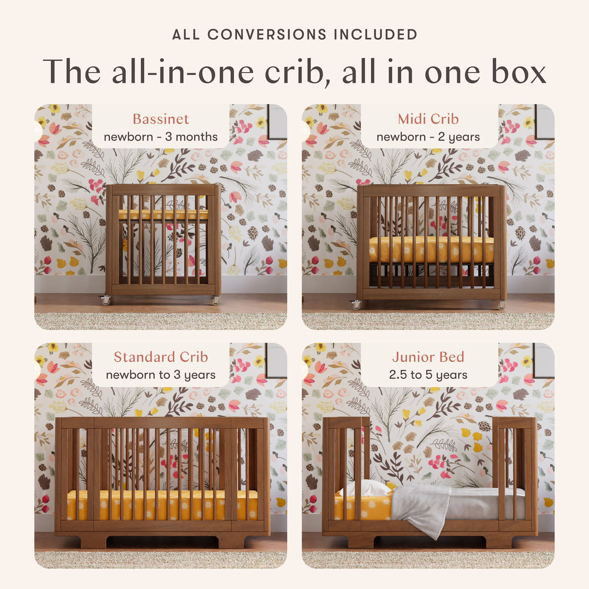 Yuzu 8-in-1 Convertible Crib with All-Stages Conversion Kits