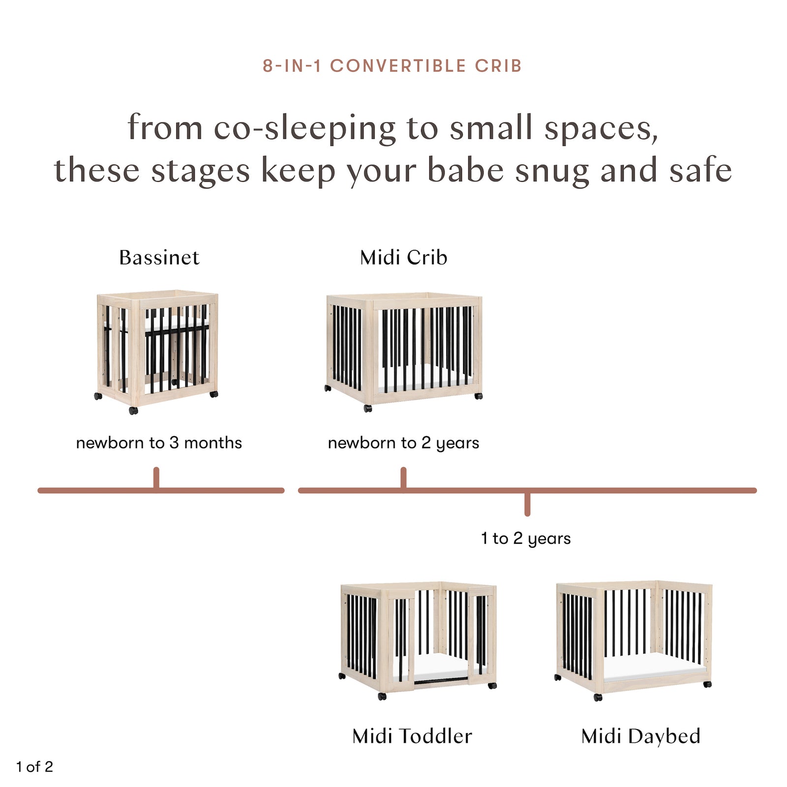 Yuzu 8-in-1 Convertible Crib with All-Stages Conversion Kits