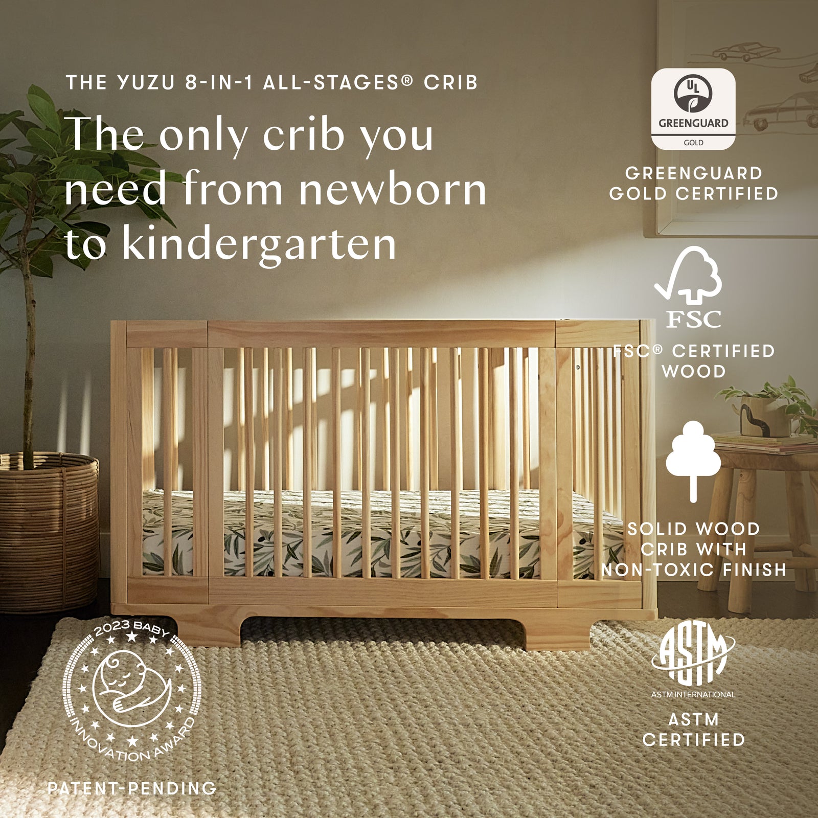 Yuzu 8-in-1 Convertible Crib with All-Stages Conversion Kits