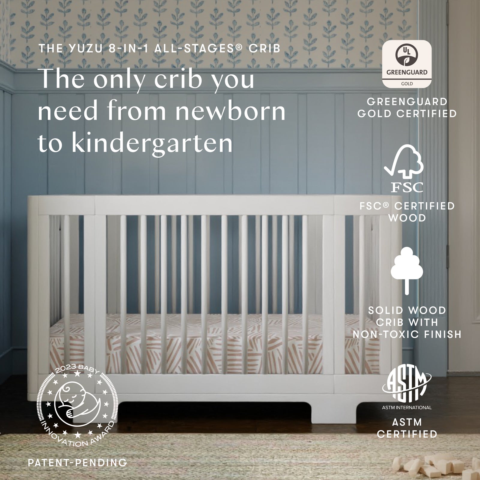 Yuzu 8-in-1 Convertible Crib with All-Stages Conversion Kits