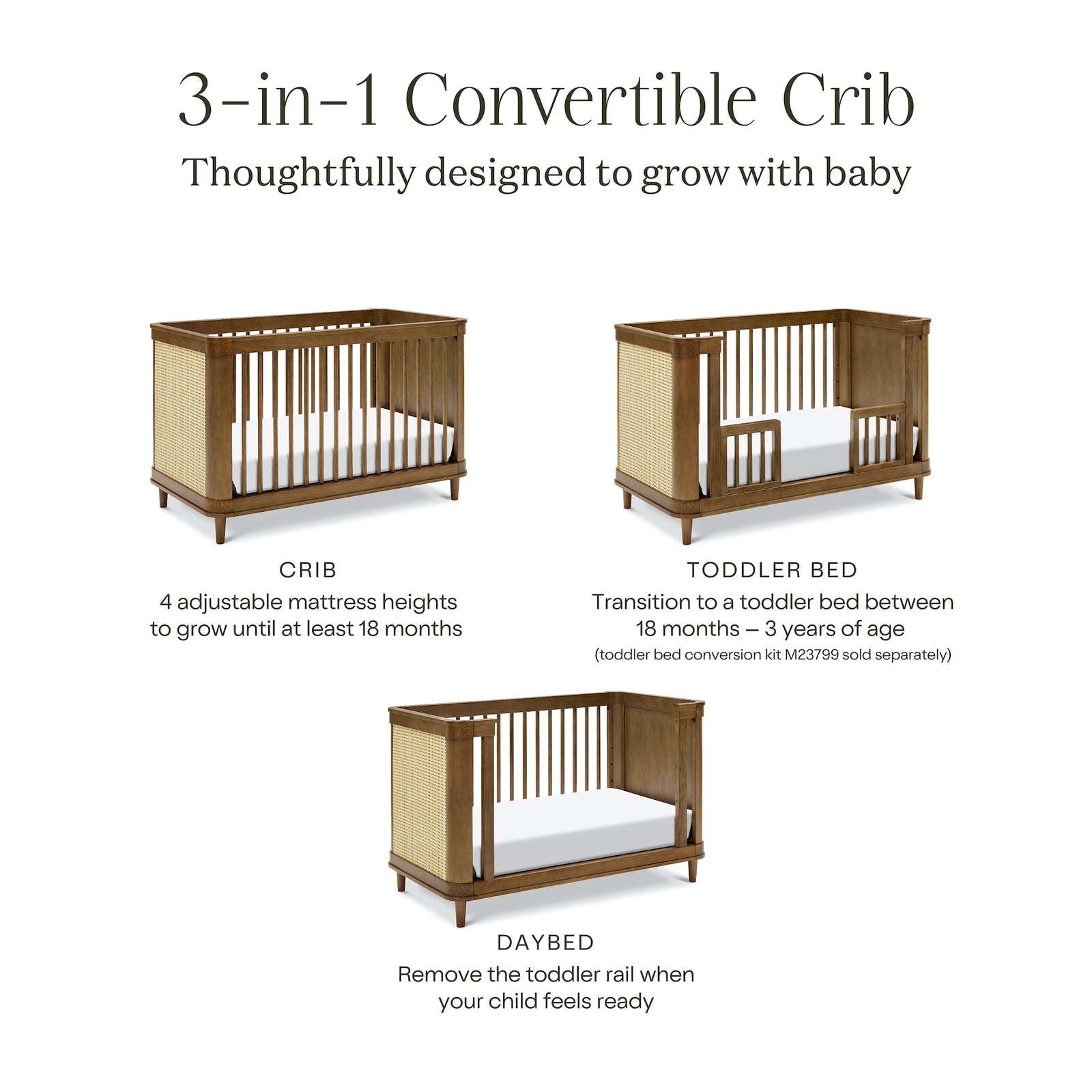 Marin Cane 3-in-1 Convertible Crib