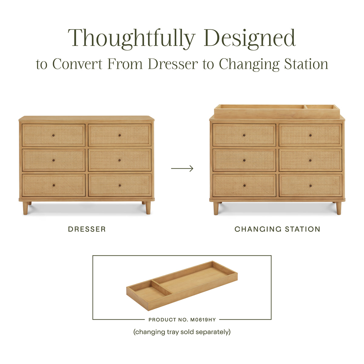 Marin Cane 6-Drawer Assembled Dresser