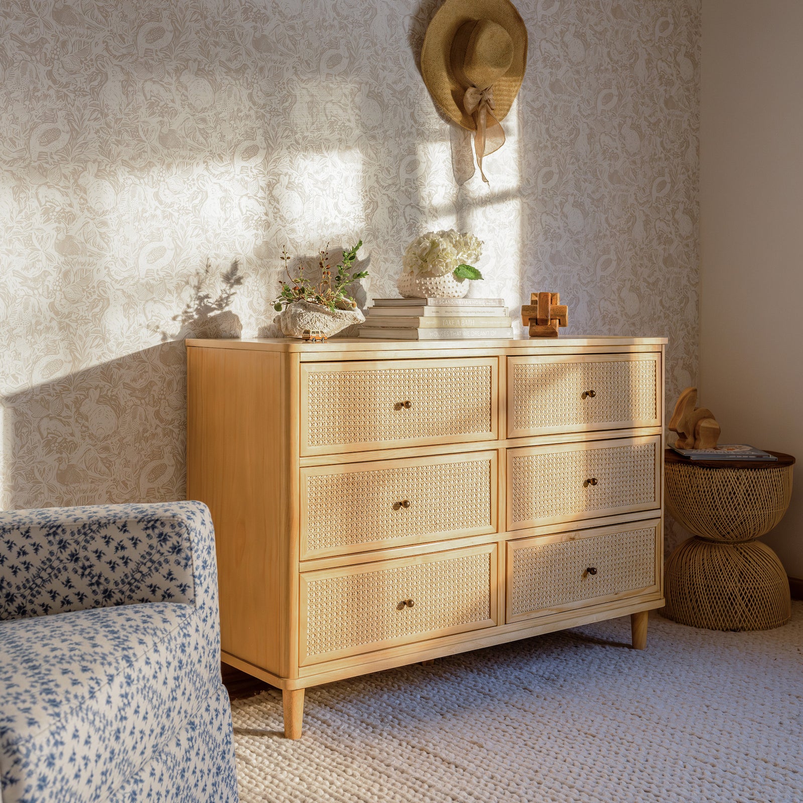 Marin Cane 6-Drawer Assembled Dresser