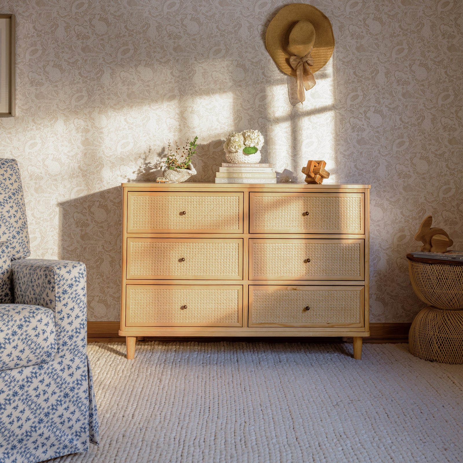 Marin Cane 6-Drawer Assembled Dresser