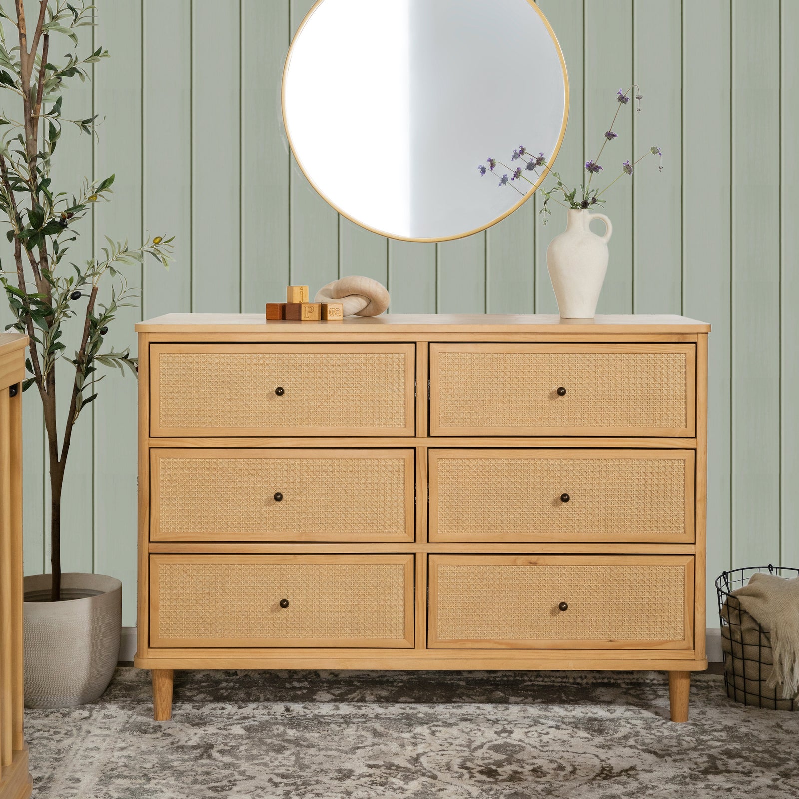 Marin Cane 6-Drawer Assembled Dresser