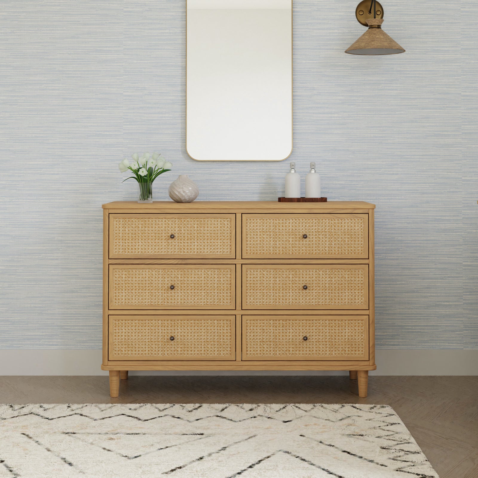 Marin Cane 6-Drawer Assembled Dresser
