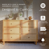 Marin Cane 6-Drawer Assembled Dresser