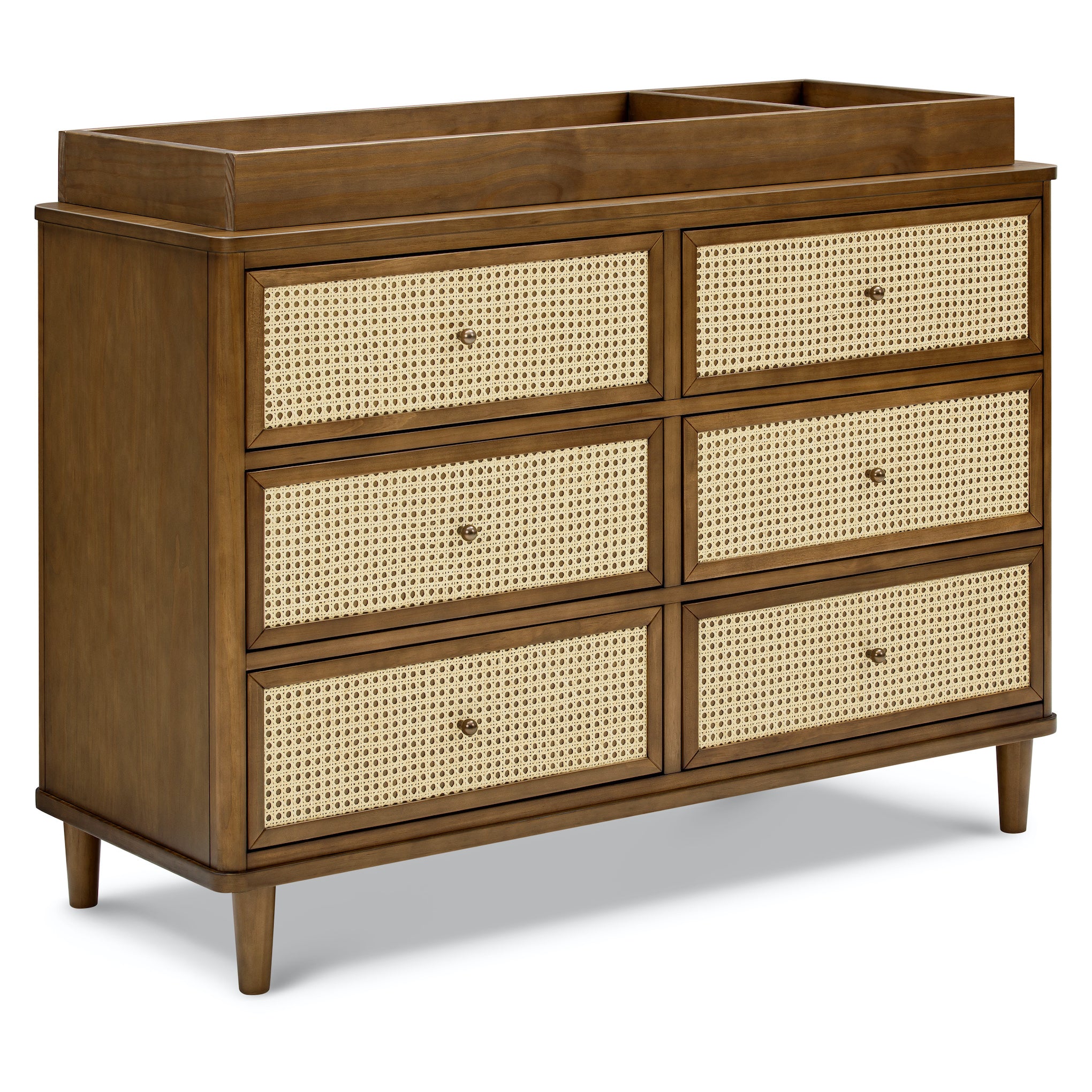 Namesake Marin with Cane 6 Drawer Assembled Dresser Natural Walnut Blonde Cane