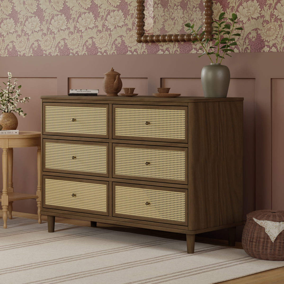 Marin Cane 6-Drawer Assembled Dresser