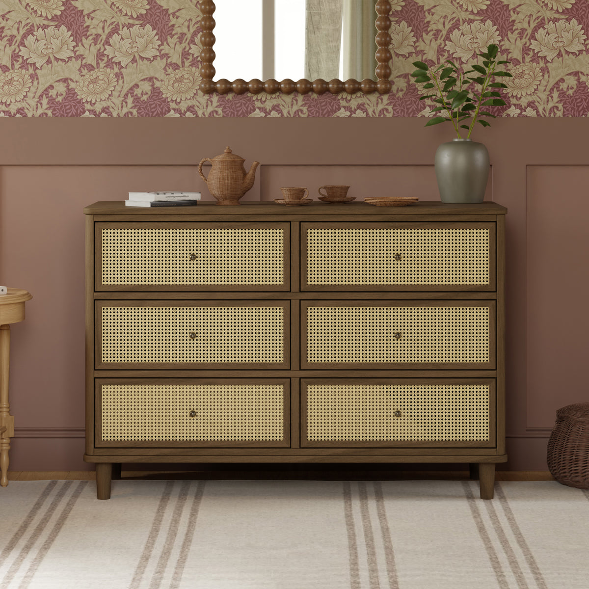 Marin Cane 6-Drawer Assembled Dresser