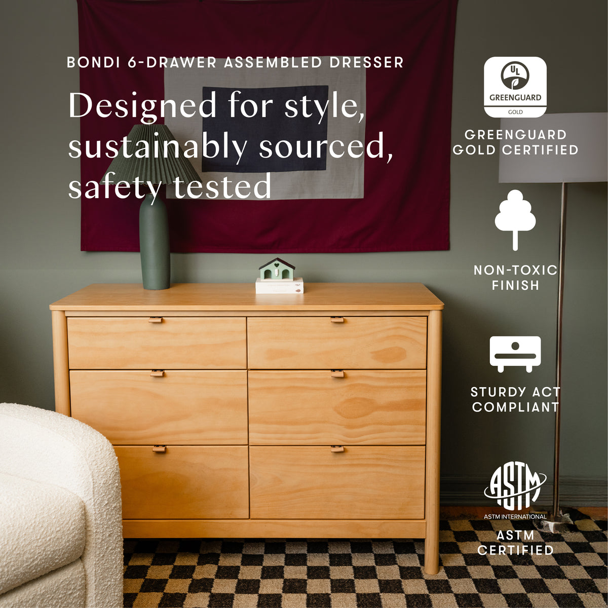 Bondi 6-Drawer Assembled Dresser (48")