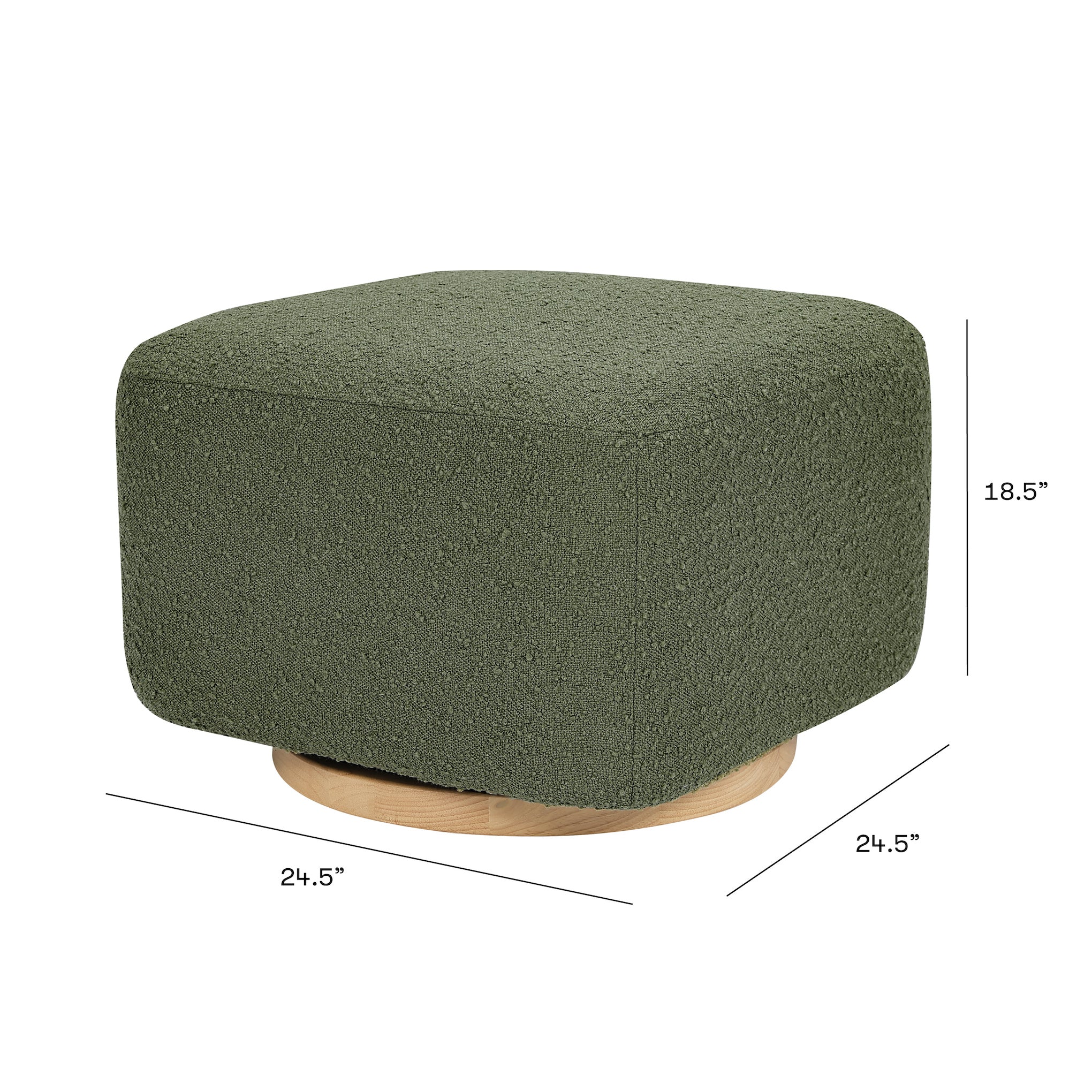 Kiwi Gliding Ottoman Olive Boucle with Light Wood Base Project Nursery