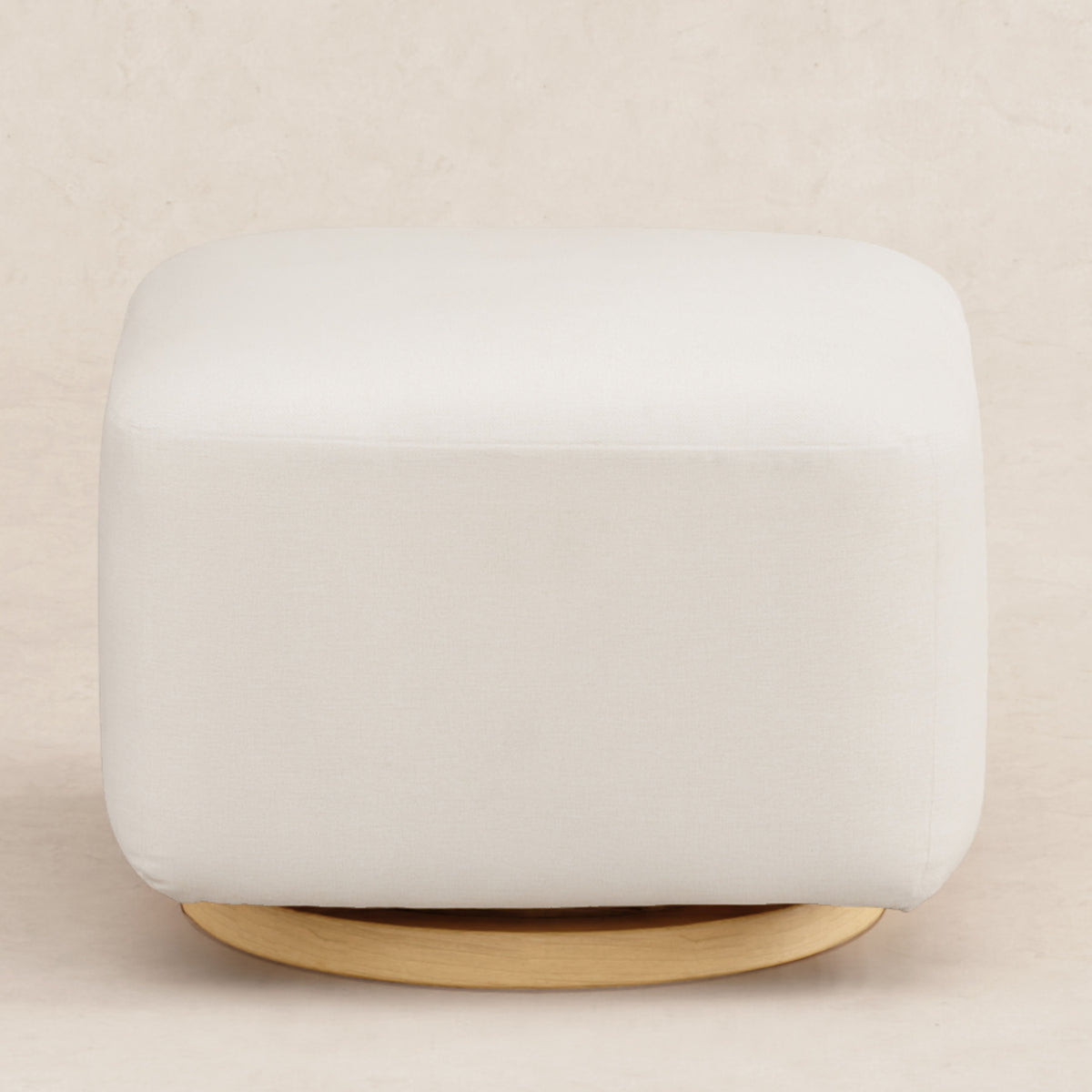 Kiwi Gliding Ottoman in Eco-Performance Fabric - Cream with Light Wood Base