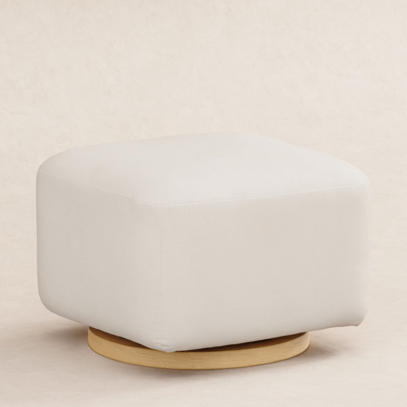 Kiwi Gliding Ottoman in Eco-Performance Fabric - Cream with Light Wood Base