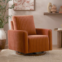 Poe Channeled Swivel Glider in Velvet - Rust