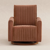 Poe Channeled Swivel Glider in Velvet - Rust