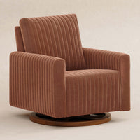 Poe Channeled Swivel Glider in Velvet - Rust