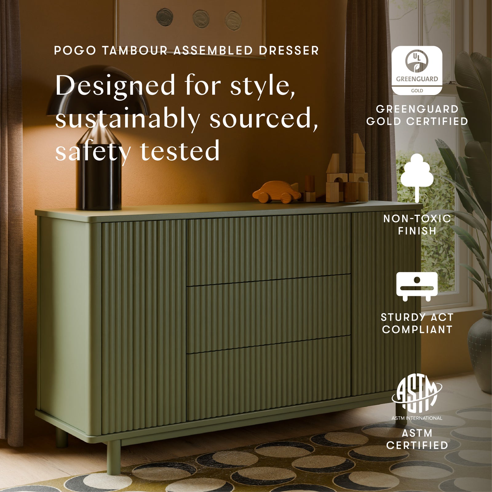 Pogo Tambour Extra Wide Assembled Dresser (58")