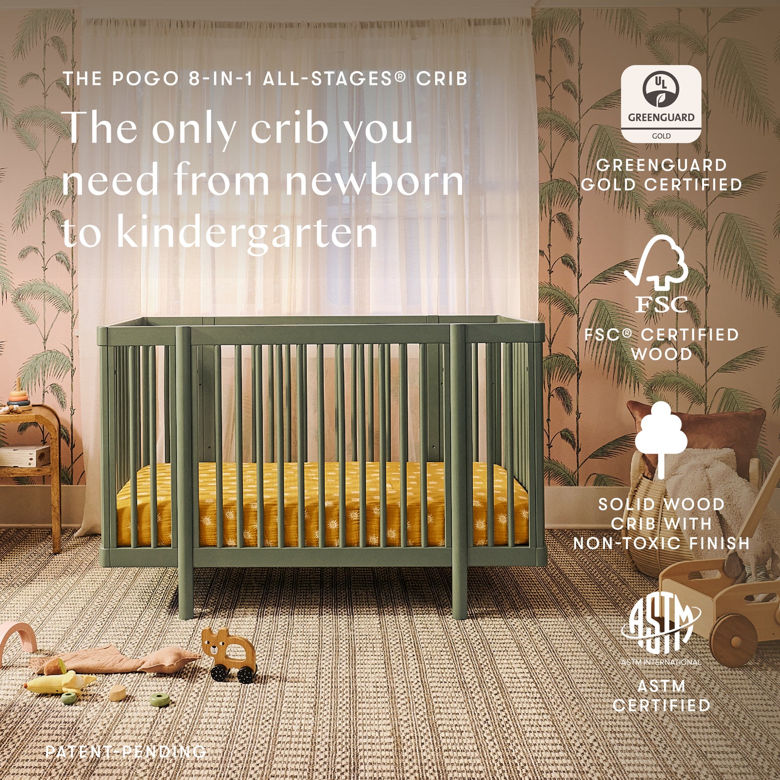 Pogo 8-in-1 Convertible Crib with All-Stages Conversion Kits