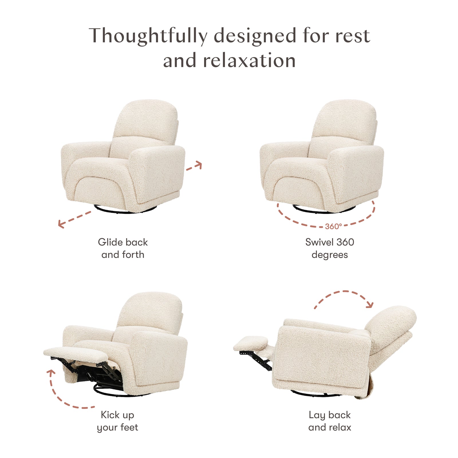 Rainbow Recliner + Swivel Glider | Teddy Loop