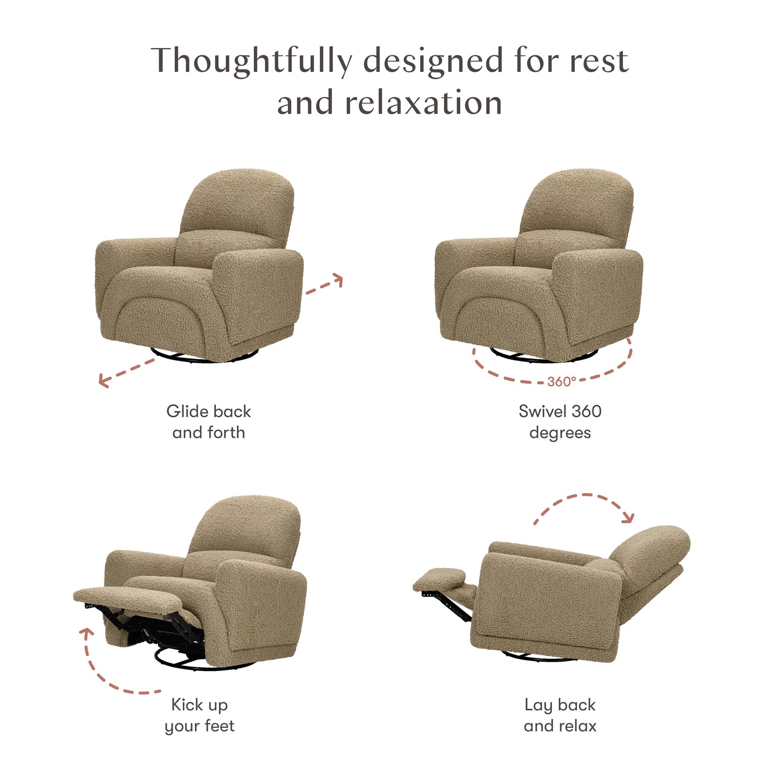Rainbow Recliner + Swivel Glider | Teddy Loop