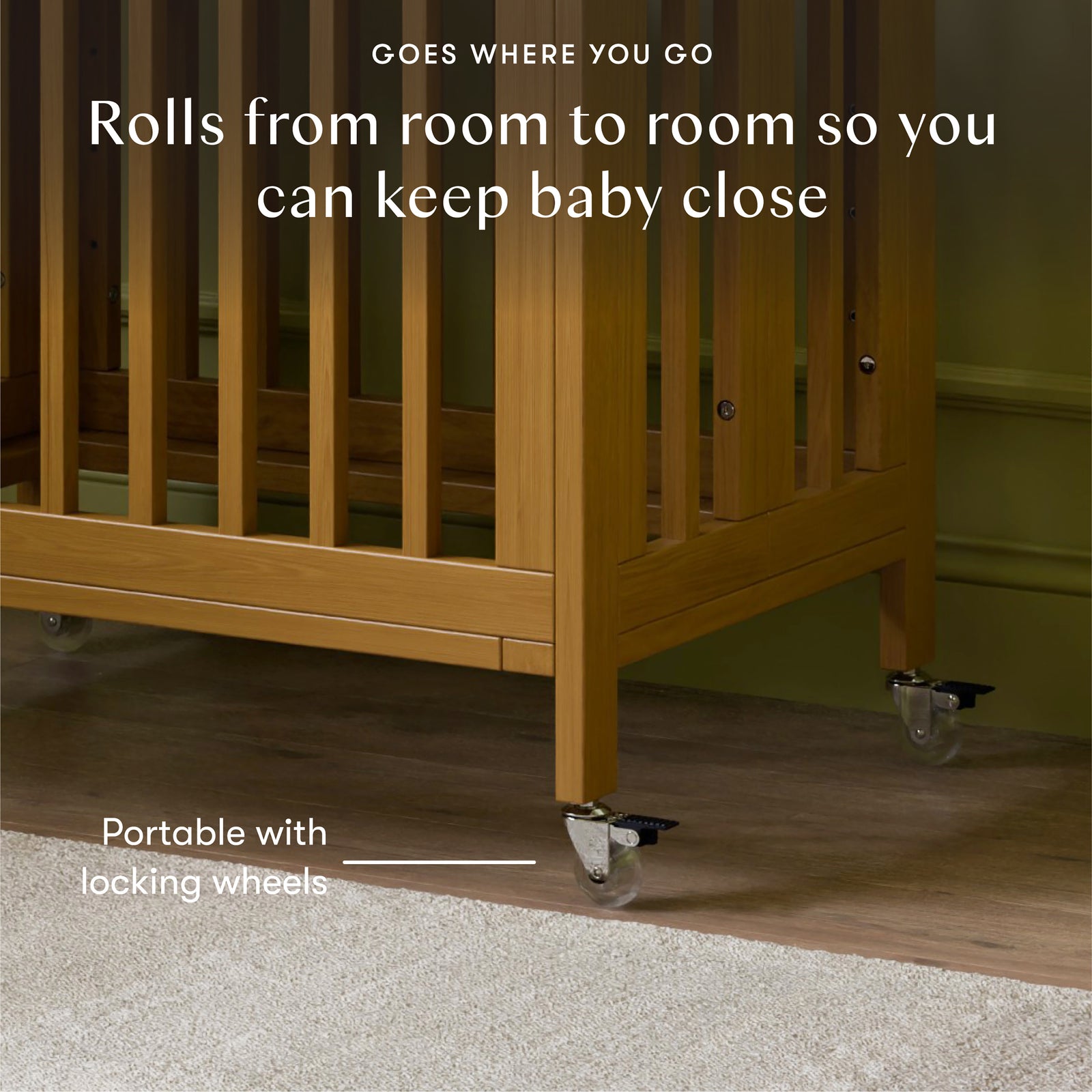 Rolli 9-in-1 Convertible All-Stages Crib with Bassinet + Toddler Bed Conversion Kits