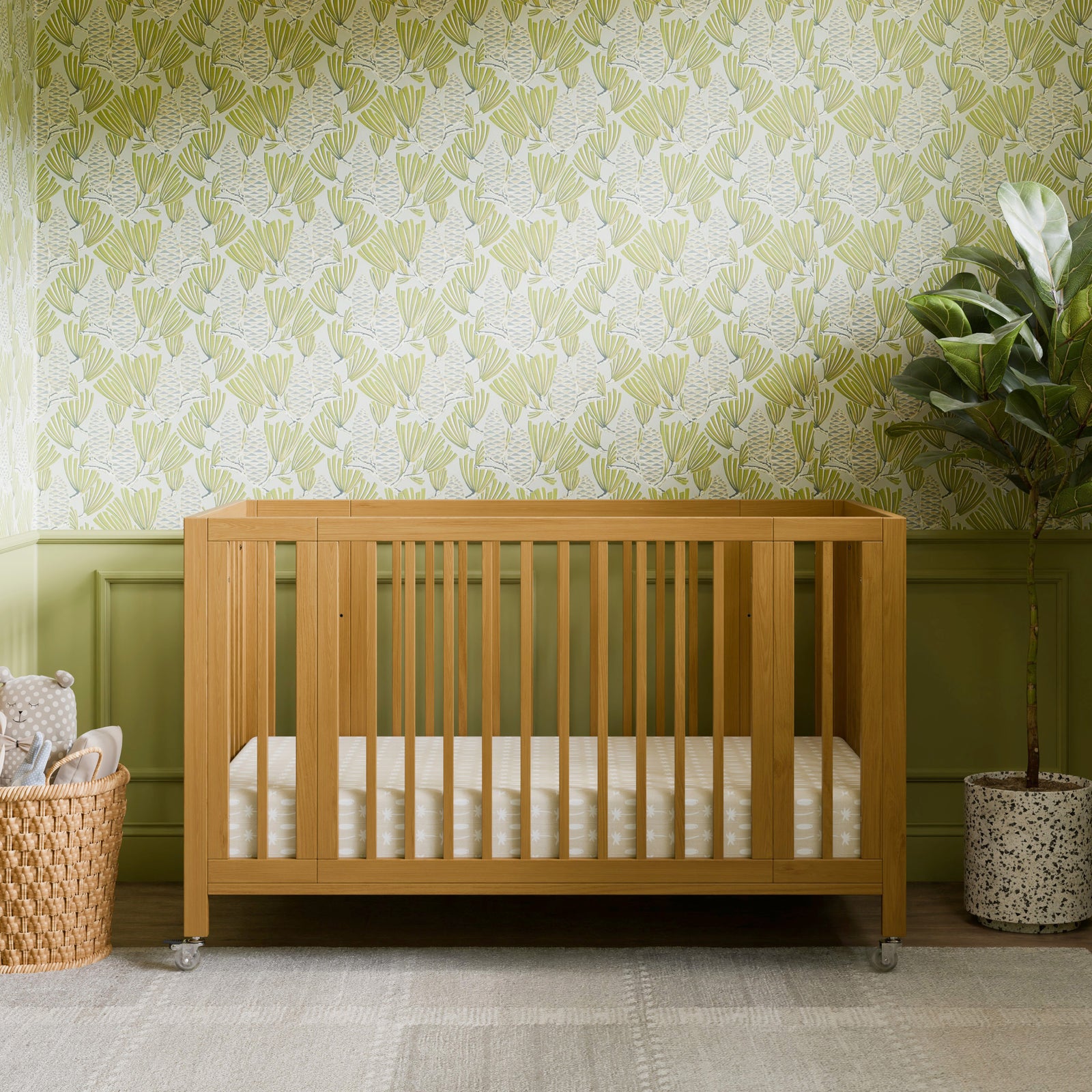 Rolli 9-in-1 Convertible All-Stages Crib with Bassinet + Toddler Bed Conversion Kits
