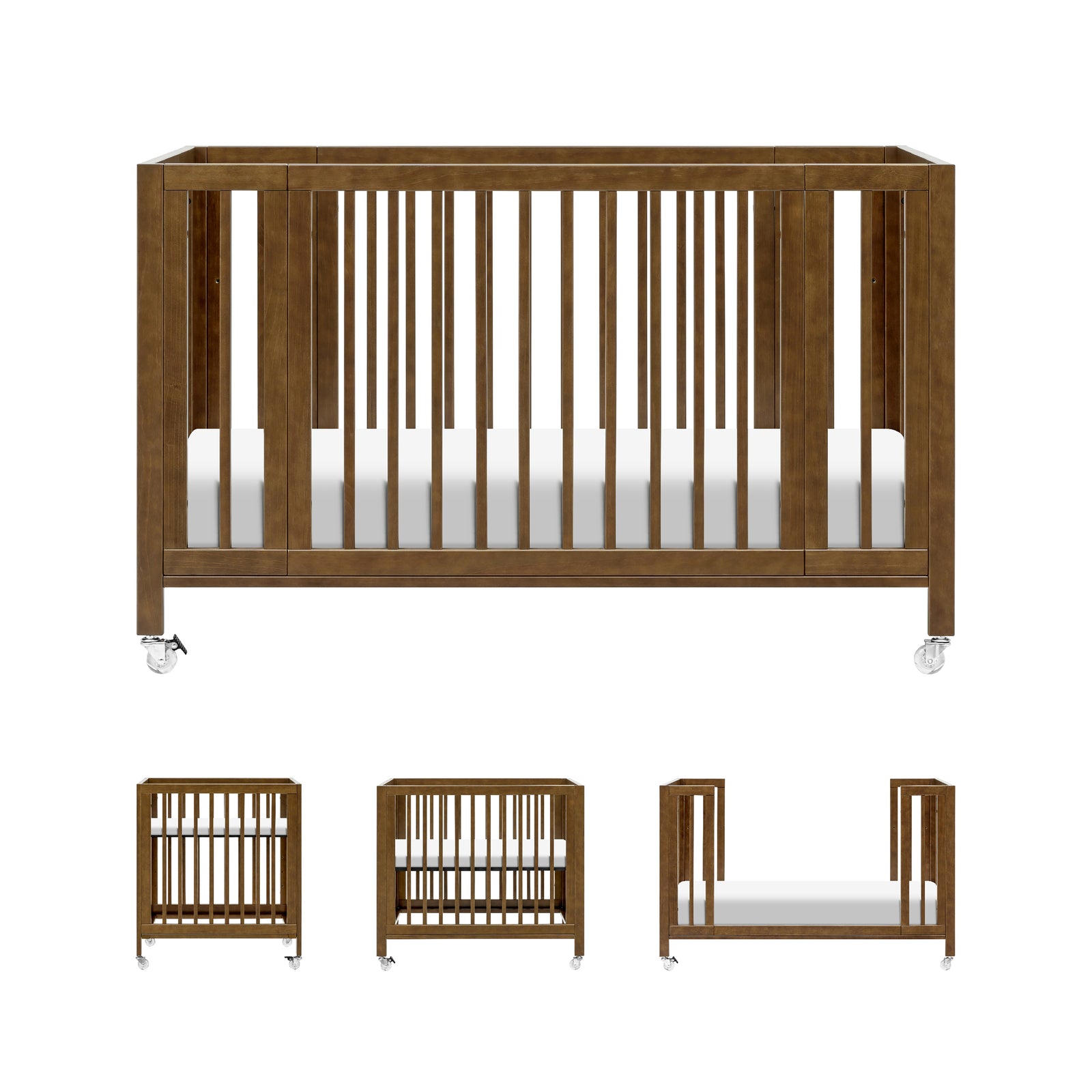 Rolli 9-in-1 Convertible All-Stages Crib with Bassinet + Toddler Bed Conversion Kits