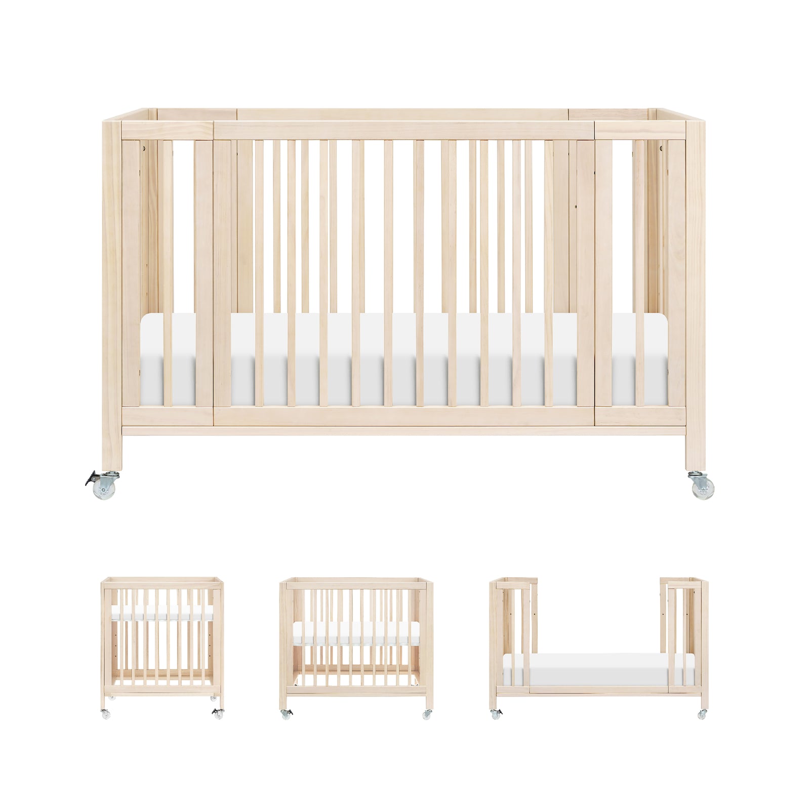 Rolli 9-in-1 Convertible All-Stages Crib with Bassinet + Toddler Bed Conversion Kits