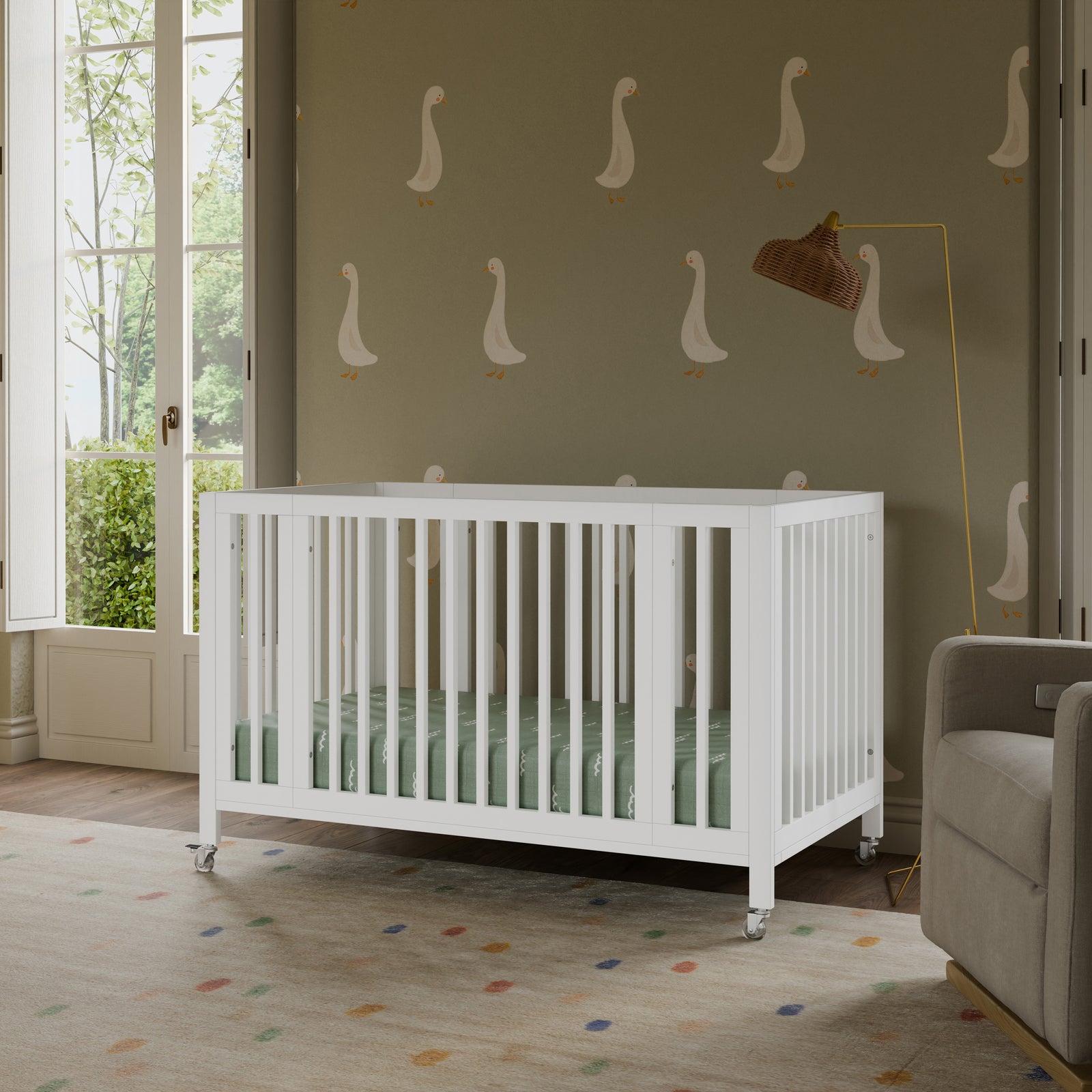 Rolli 9-in-1 Convertible All-Stages Crib with Bassinet + Toddler Bed Conversion Kits