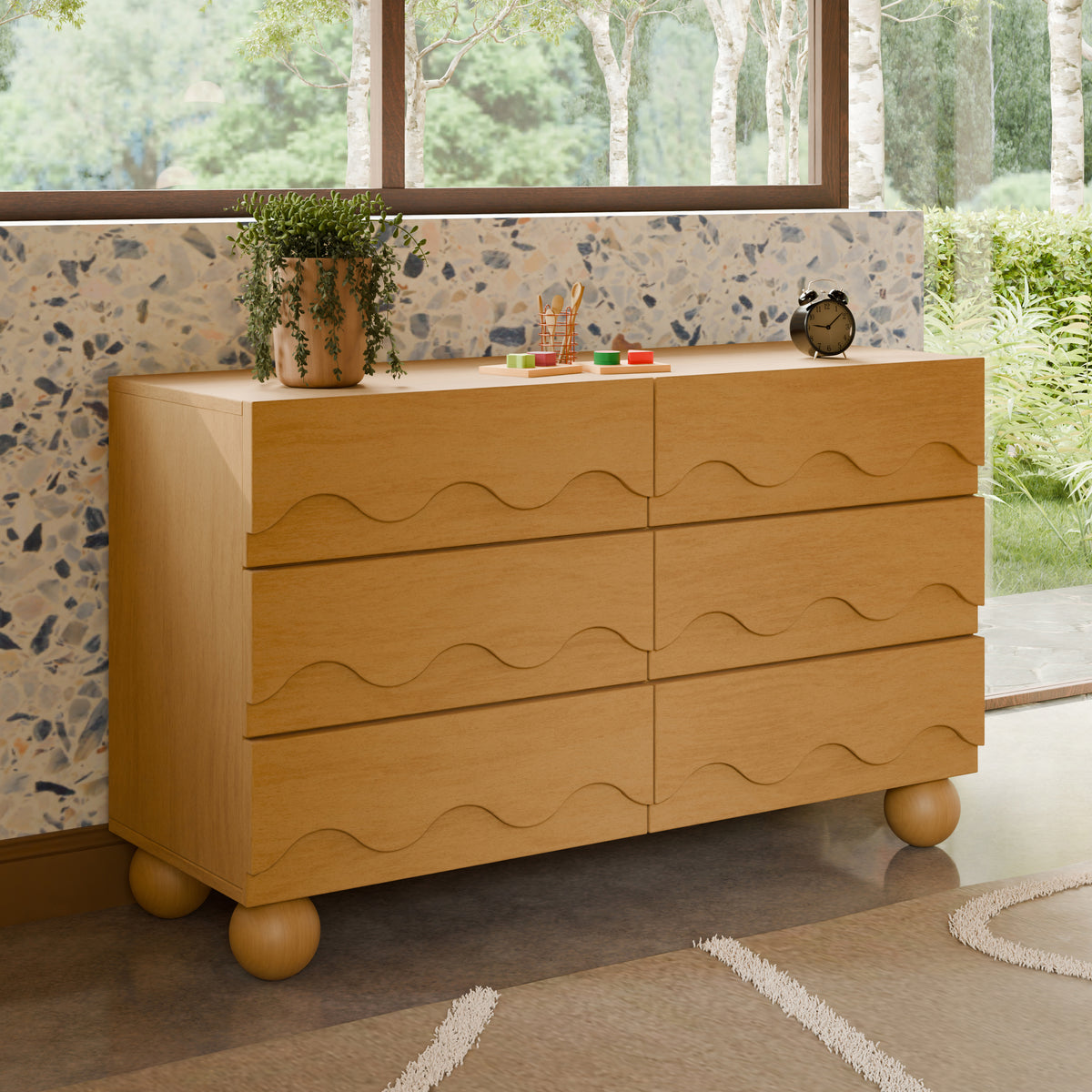 Lido Wave 6-Drawer Wide Assembled Dresser (56")