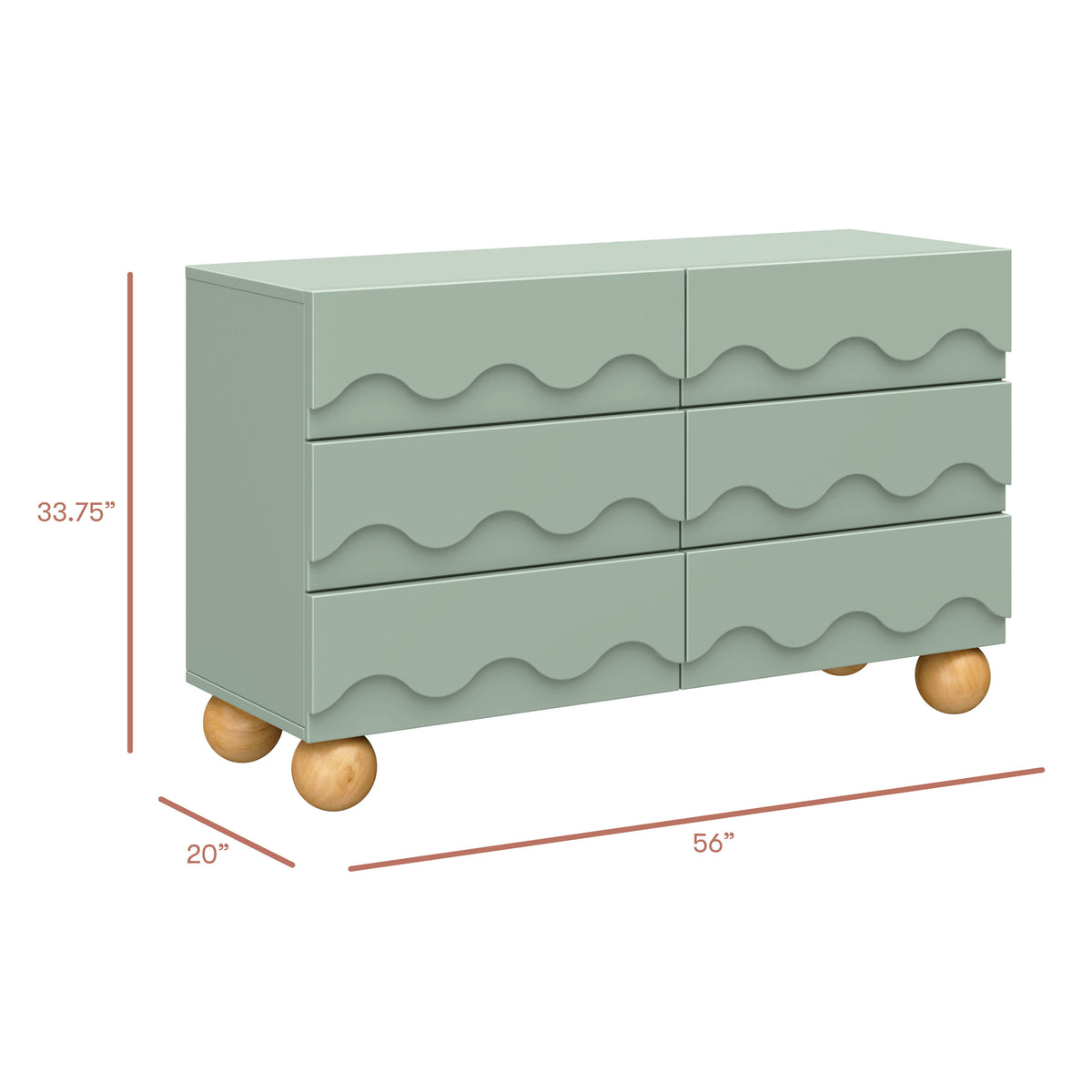 Lido Wave 6-Drawer Wide Assembled Dresser (56")
