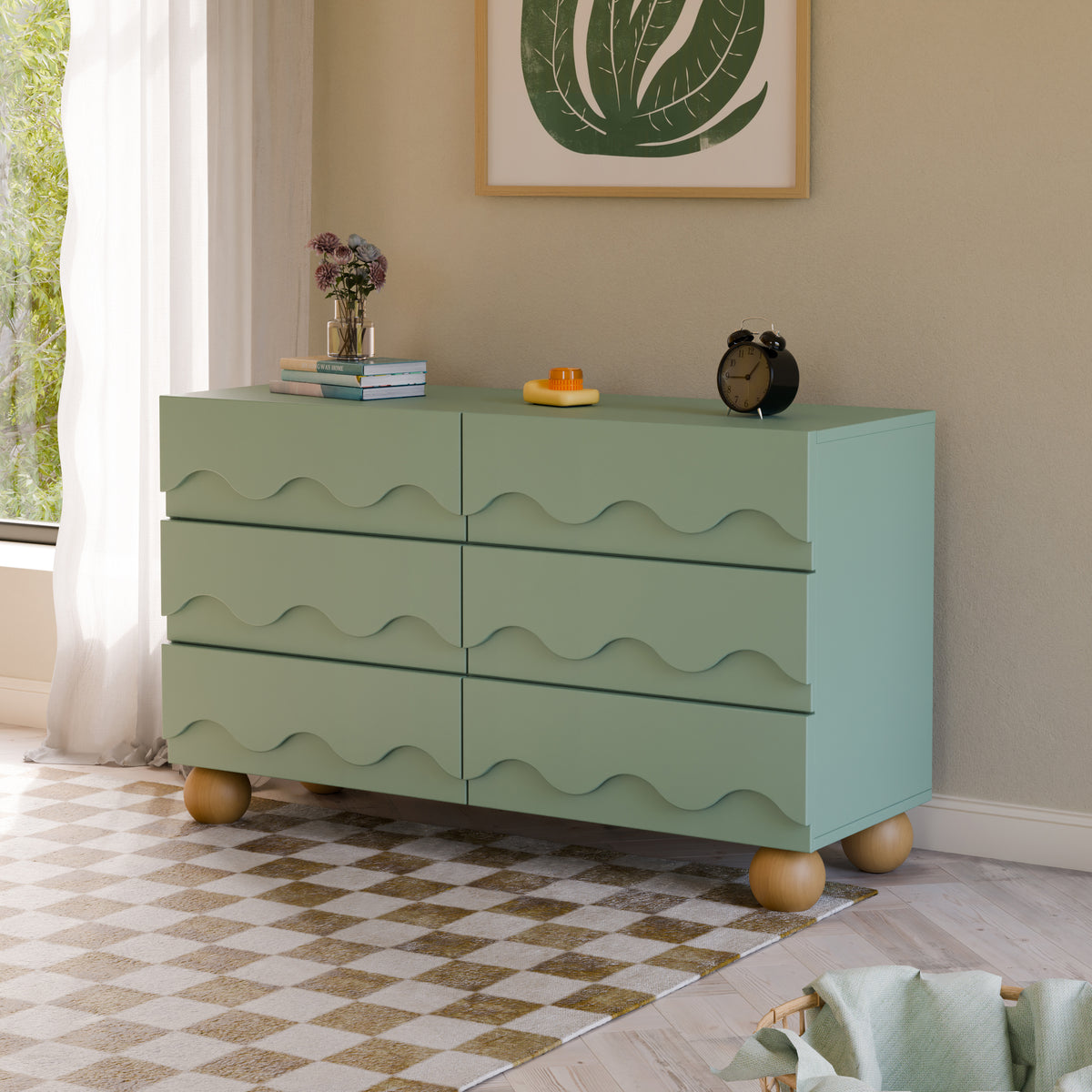 Lido Wave 6-Drawer Wide Assembled Dresser (56")