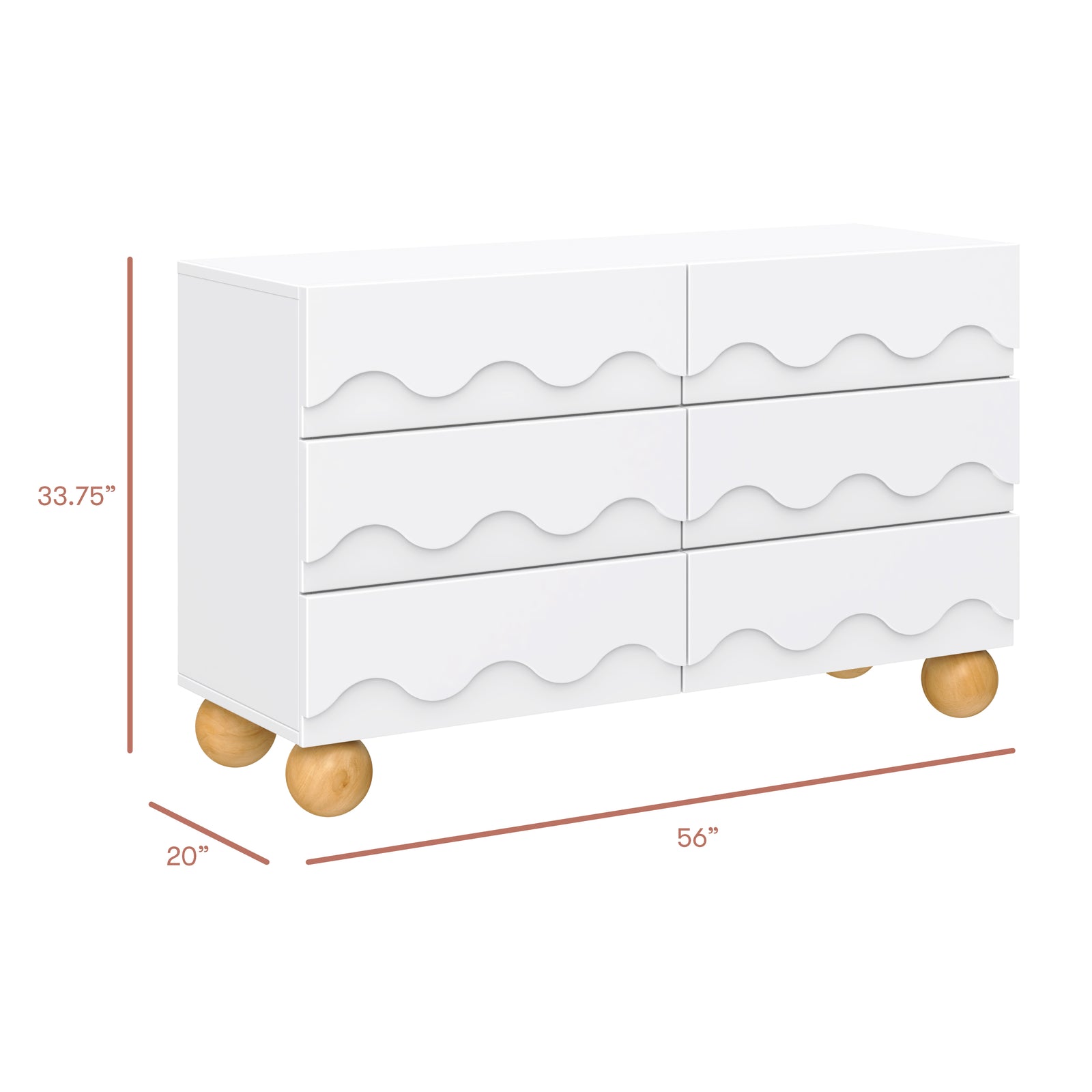 Lido Wave 6-Drawer Wide Assembled Dresser (56")