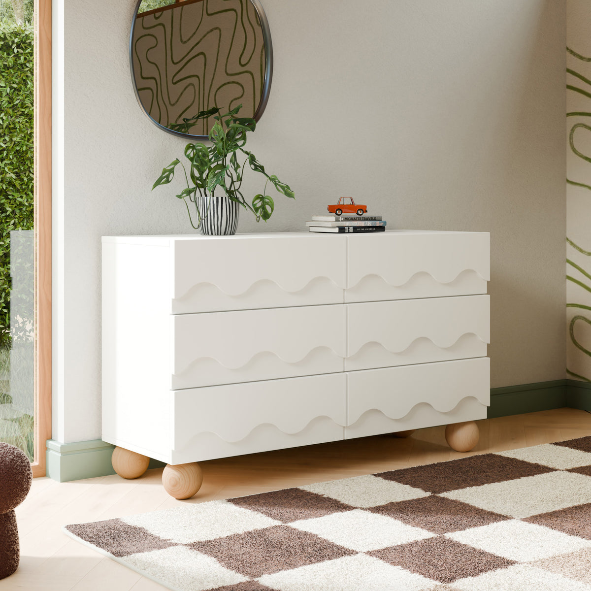 Lido Wave 6-Drawer Wide Assembled Dresser (56")