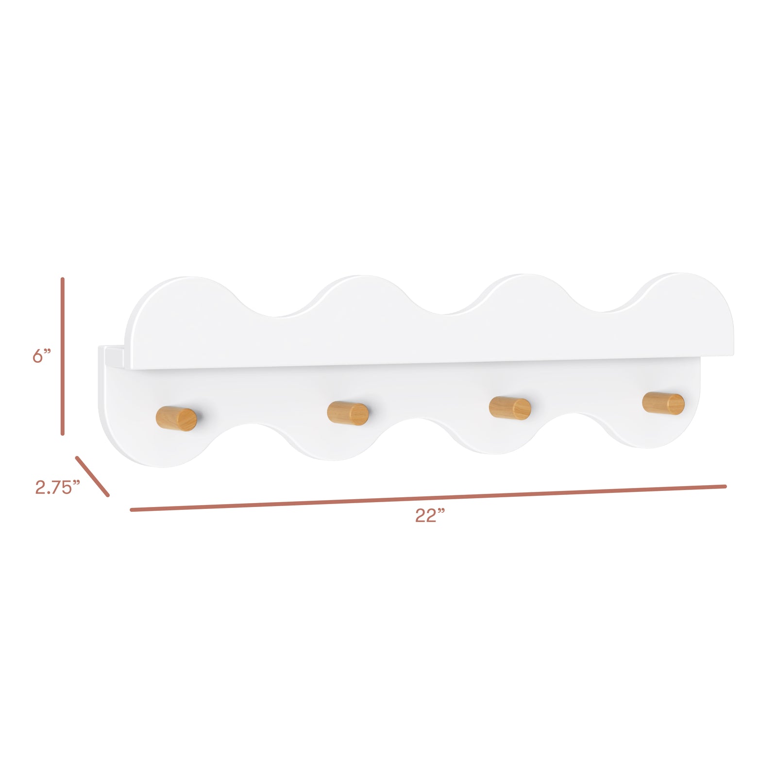 Lido Wave Bookshelf with Hooks