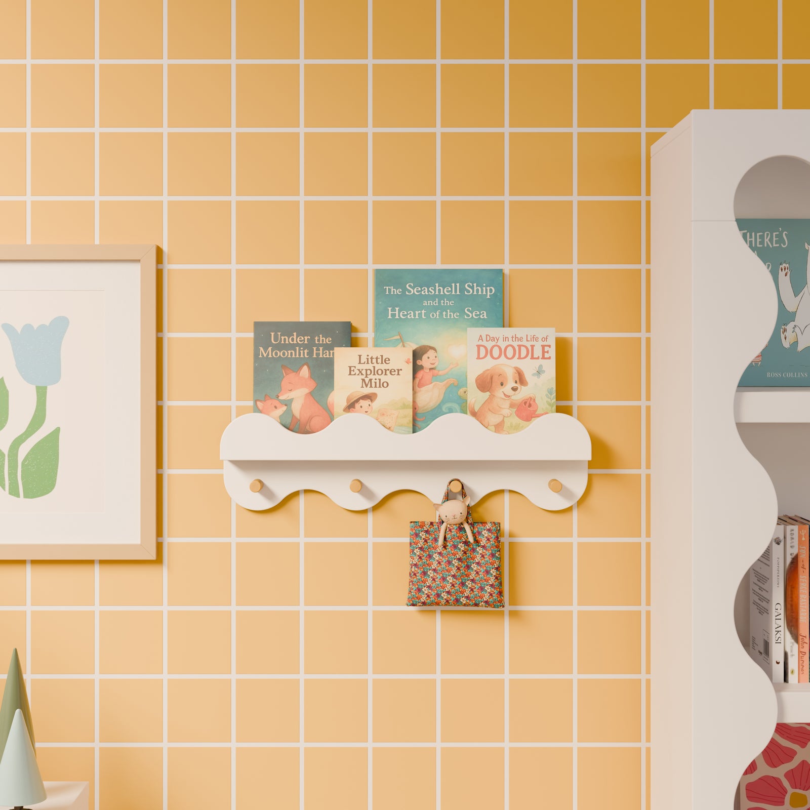 Lido Wave Bookshelf with Hooks