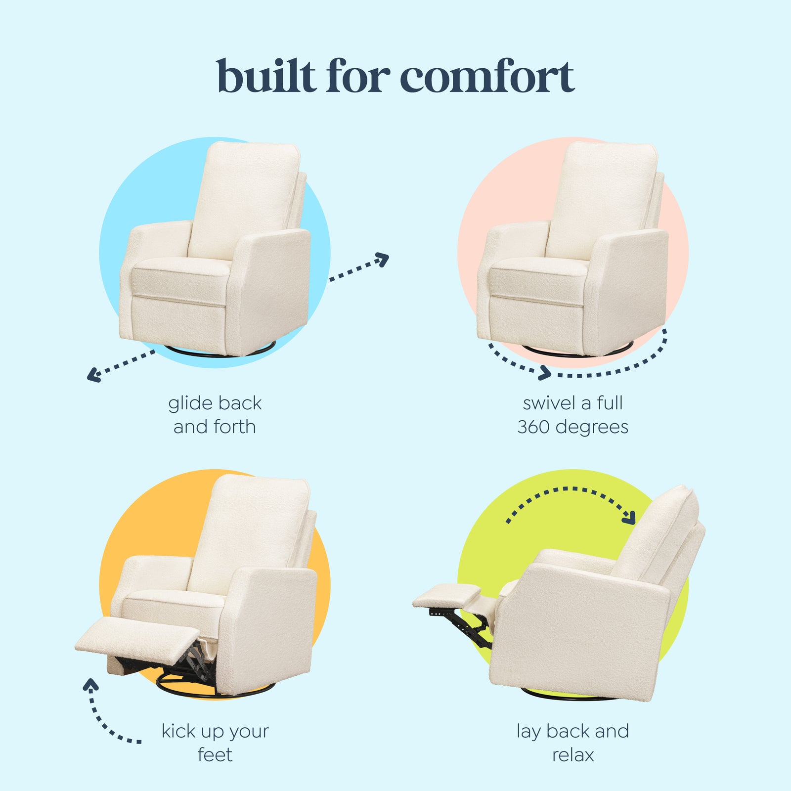Lucas Pillowback Swivel Recliner | Boucle