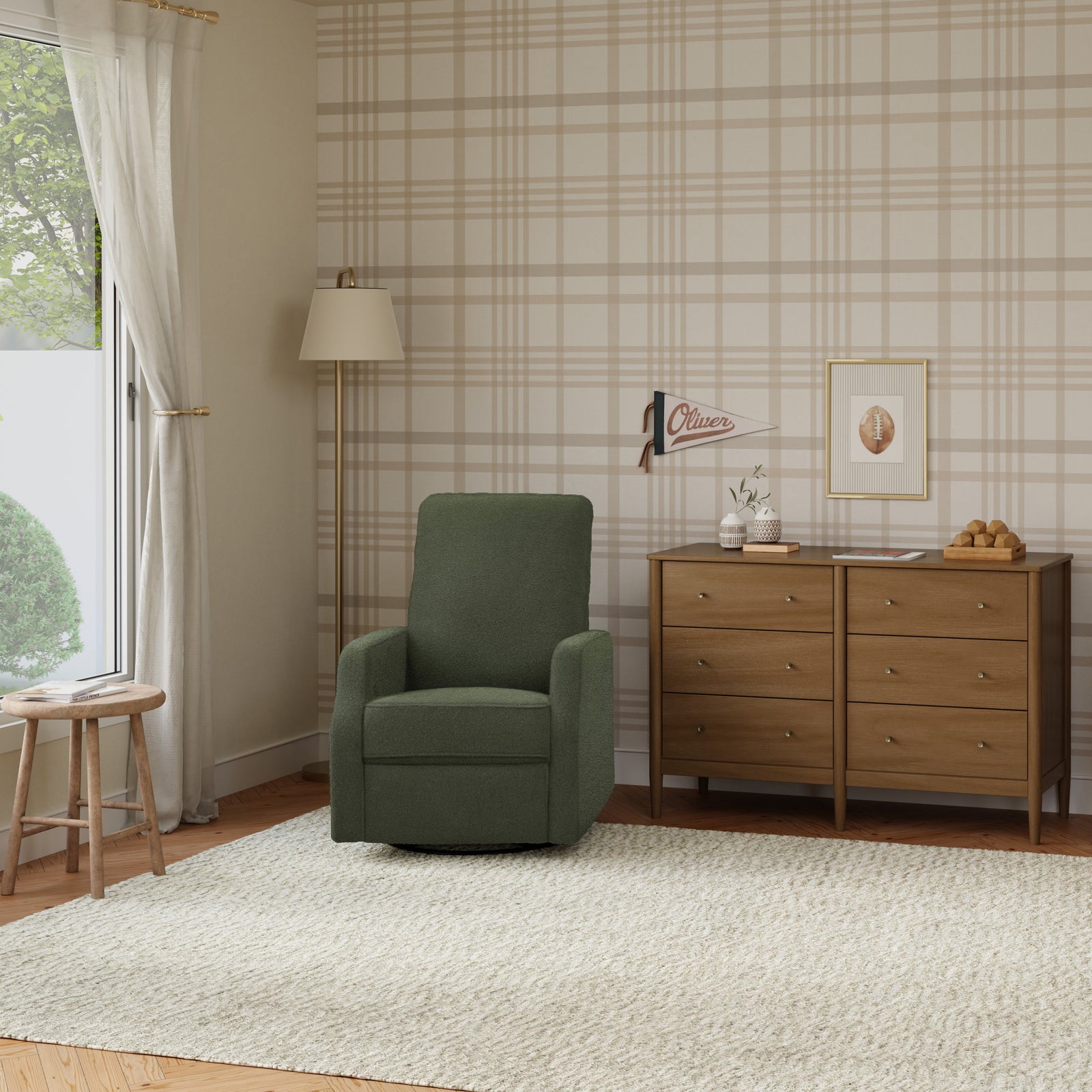 Lucas Pillowback Swivel Recliner | Boucle